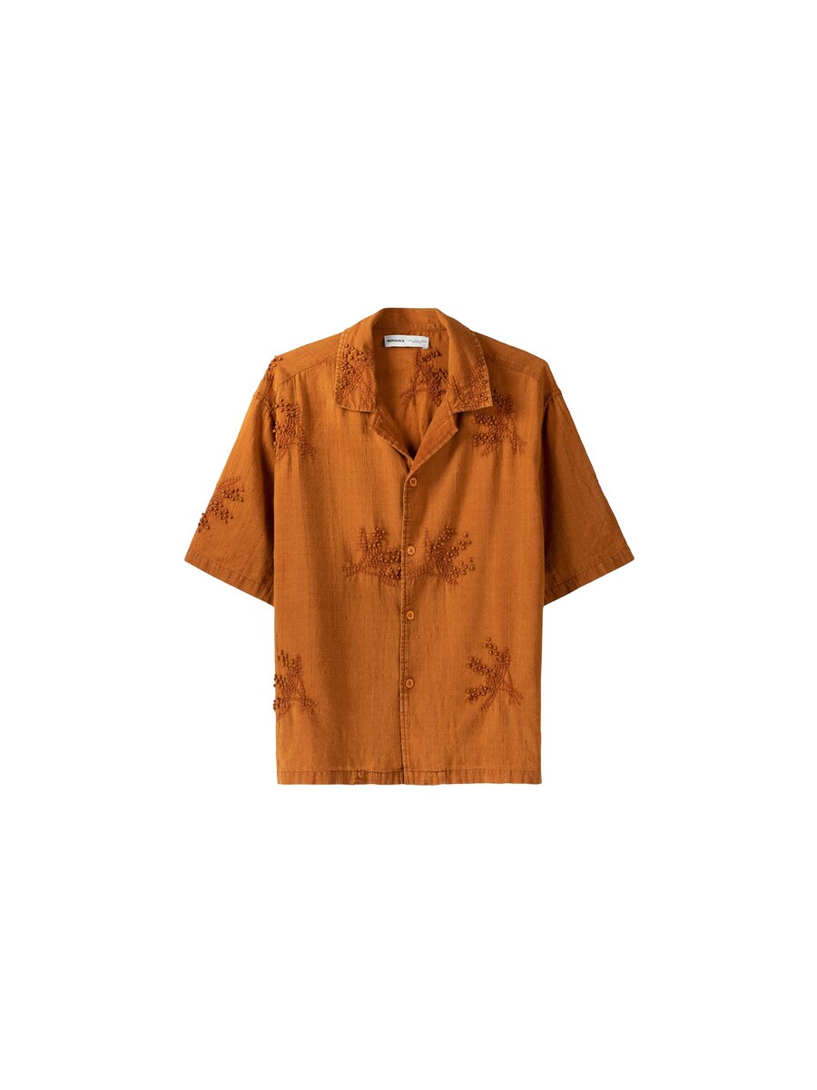 

Повседневная рубашка Bershka Regular fit Button Up Shirt, оранжевый