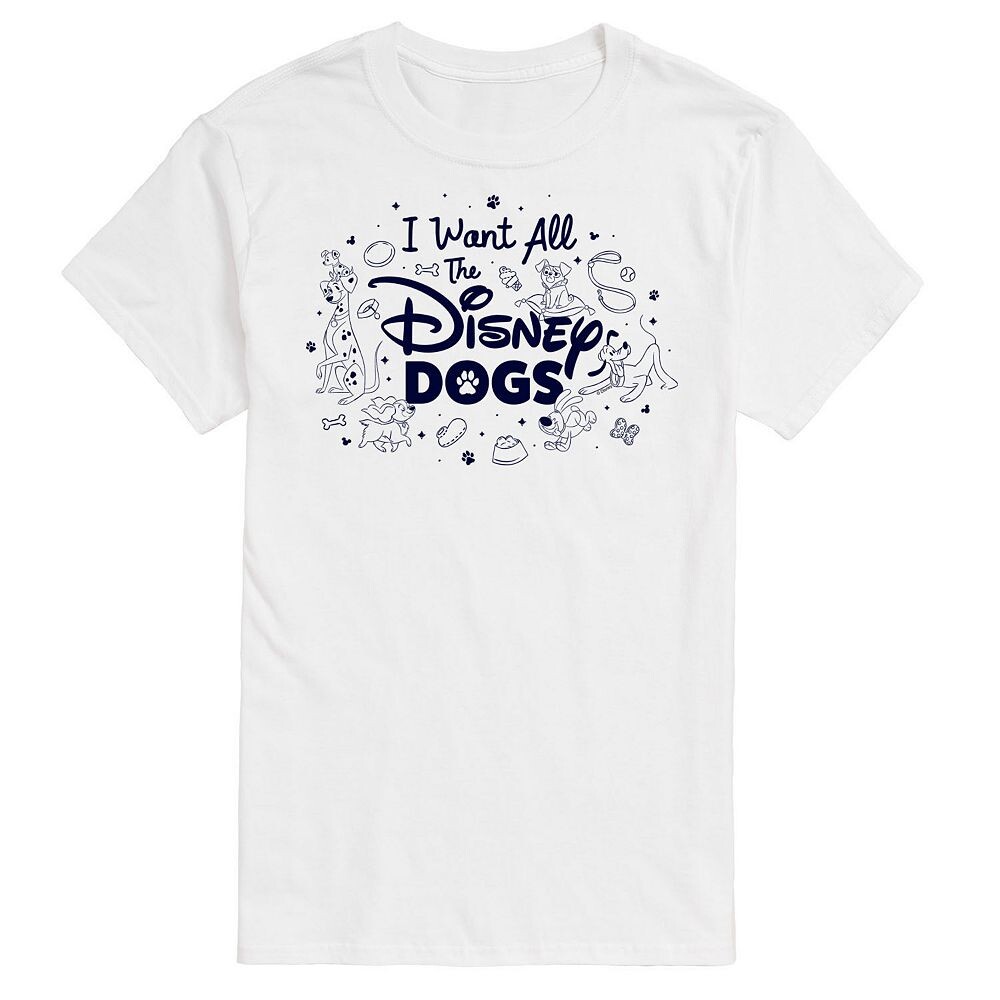

Мужская футболка с рисунком I Want All The Disney Dogs Disney, белый