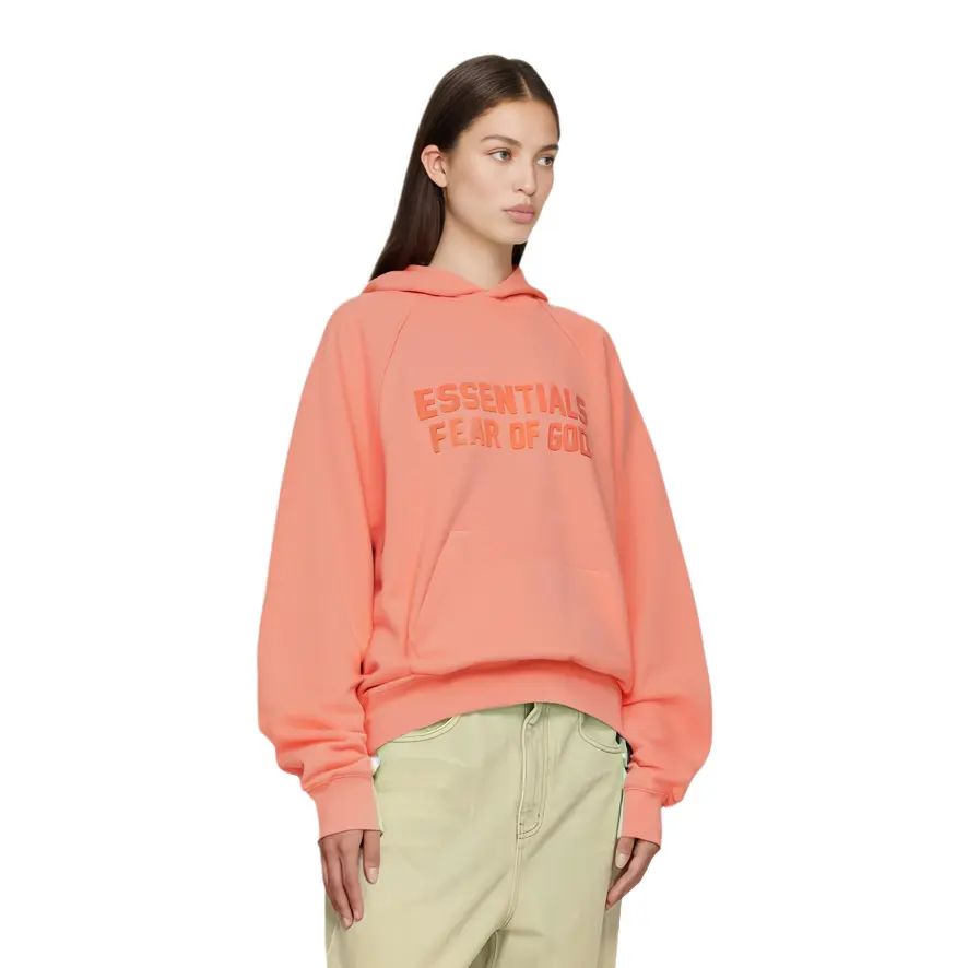 Толстовка с капюшоном Fear Of God Essentials, Кораллово-красный — фото 4