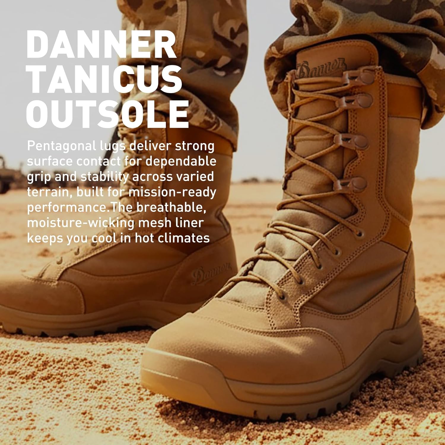 Мужские военные ботинки Danner Tanicus из грубой кожи и нейлона 1000D, с противоскользящей подошвой и комфортной стелькой, сертифицированы по стандарту AR 670-1, Coyote — фото 3