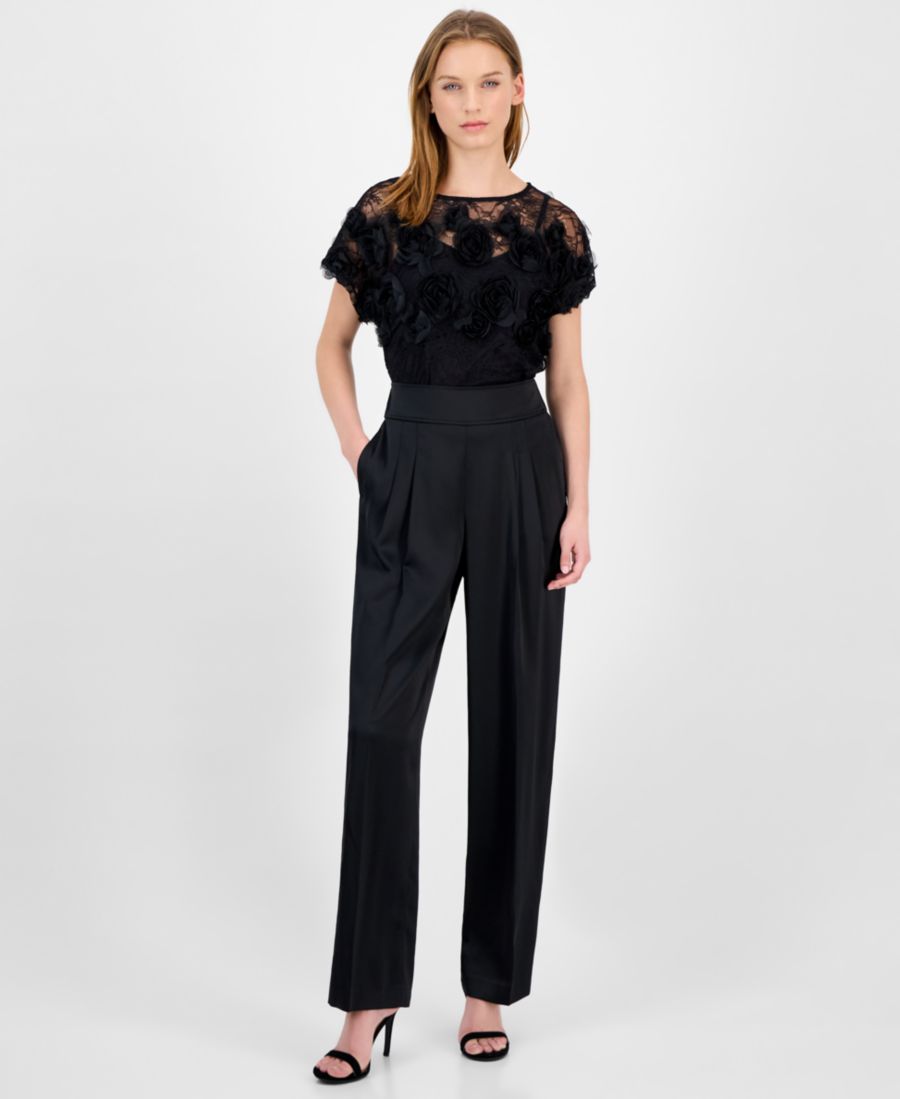 

Женские брюки с высокой посадкой и складками спереди, размеры P/XXS-XXL Anne Klein, Anne Black