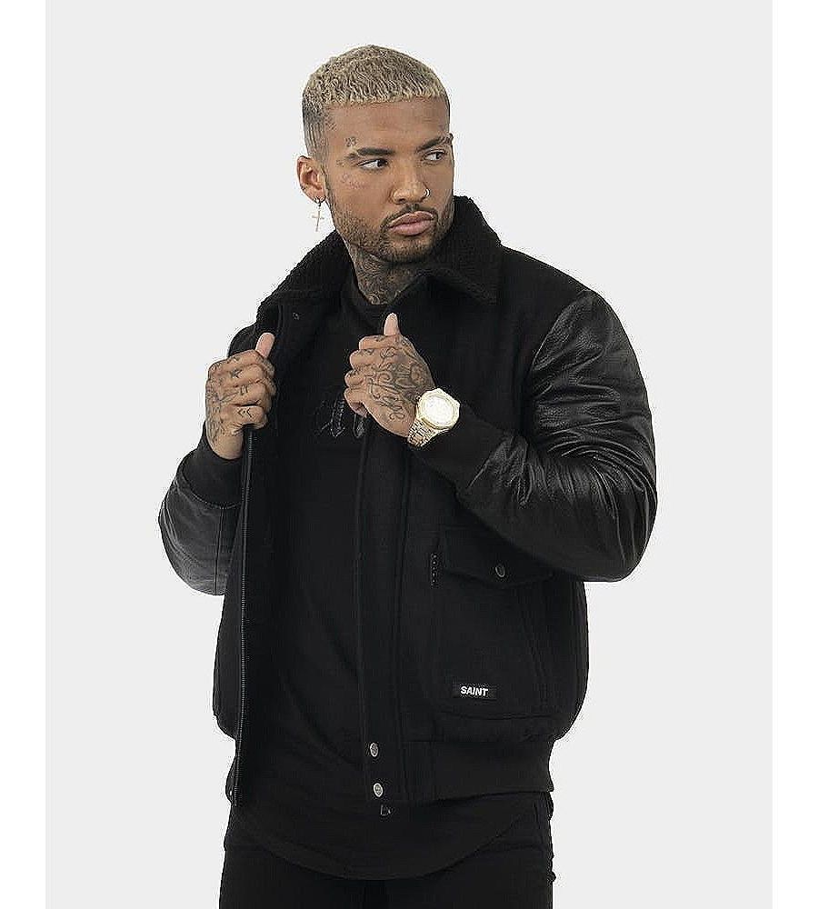 

Мужская куртка Maverik из искусственной кожи шерпа SAINT MORTA, Black