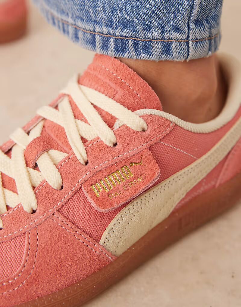 Кроссовки Puma Palermo Vintage розового и желтого цвета — фото 4