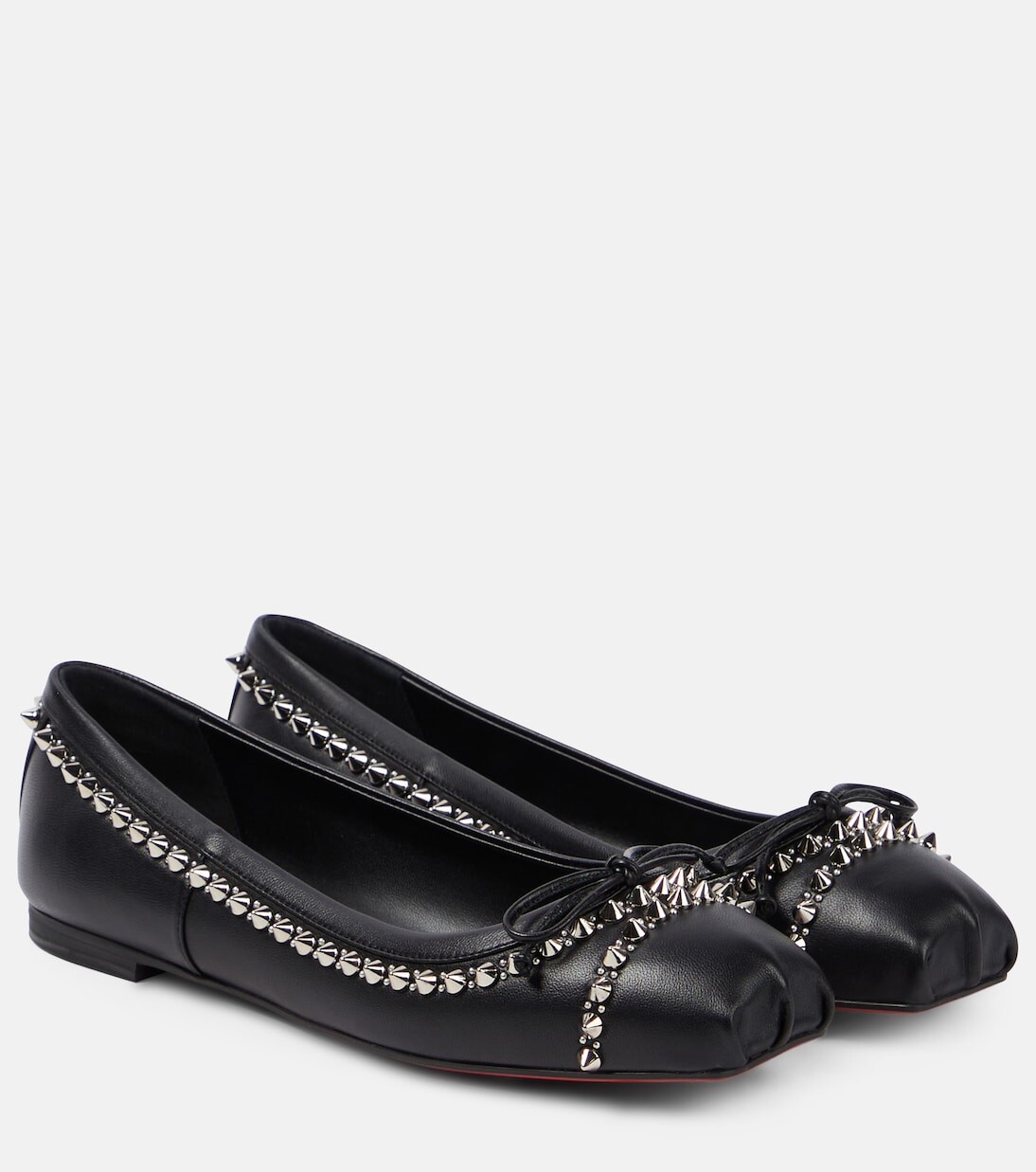 Кожаные балетки mamadrague с шипами и декором Christian Louboutin, черный