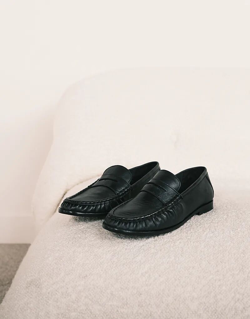 Премиальные лоферы Mayfair со сборками из черной кожи от ASOS DESIGN — фото 4