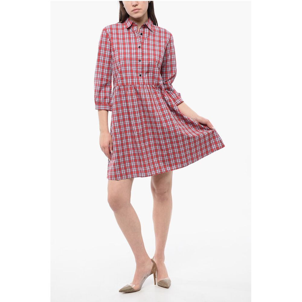 

Хлопковое платье-рубашка в клетку с рукавами 3/4 Woolrich, красный