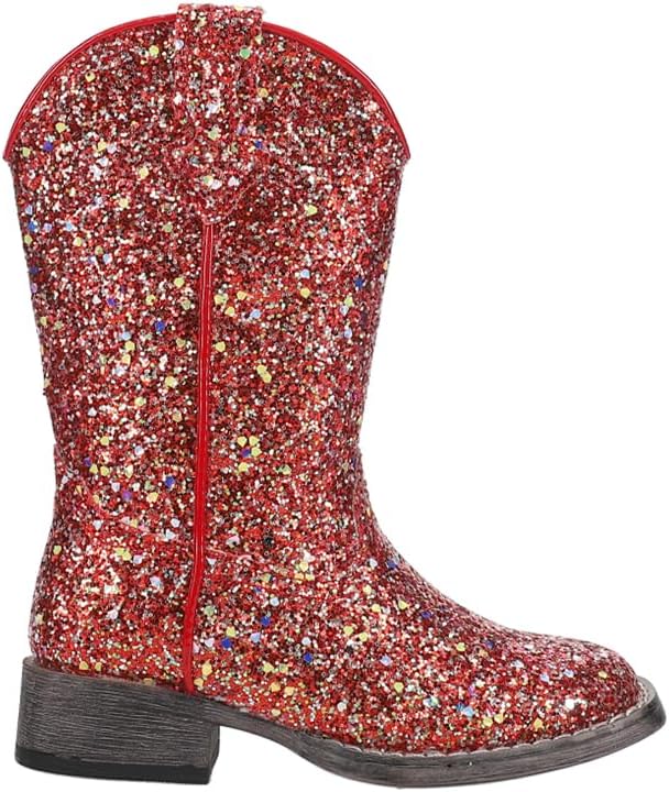 

Детские ботинки для девочек Roper Glitter Galore с квадратным носком и блестками, повседневные, на щиколотку - розовые