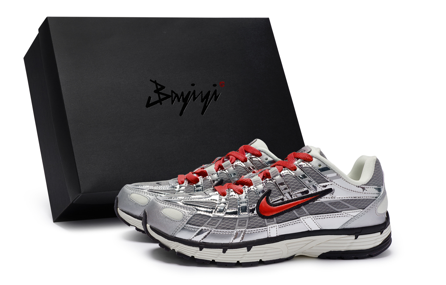 

Nike P-6000 противоскользящие и износостойкие дышащие низкие кеды для бега унисекс серебристо-серый красный, цвет Silver Gray Red