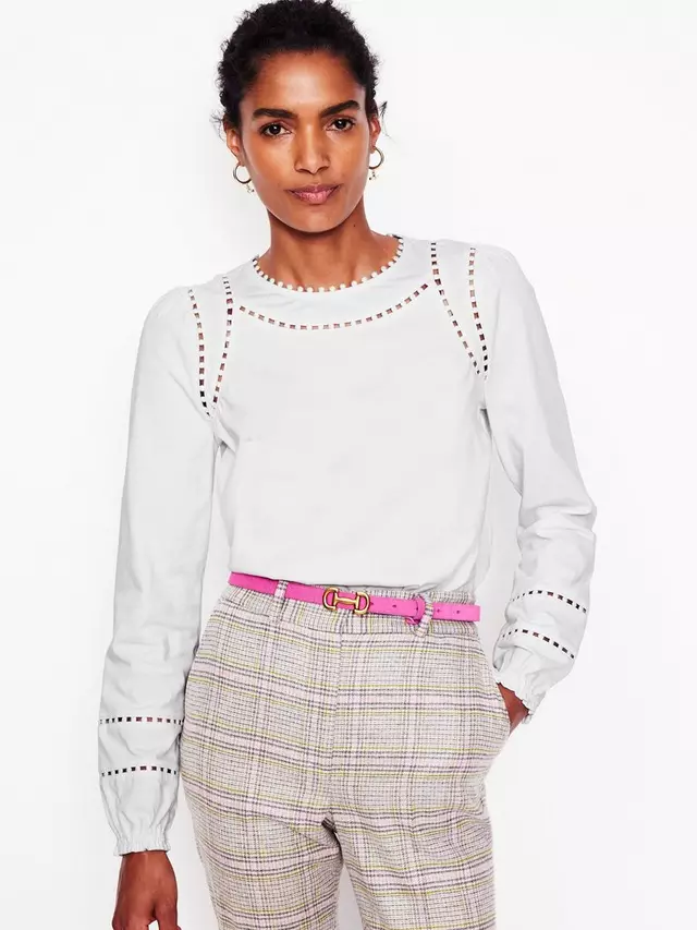 

Топ Boden Mila Puff Shoulder Long Sleeve, белый