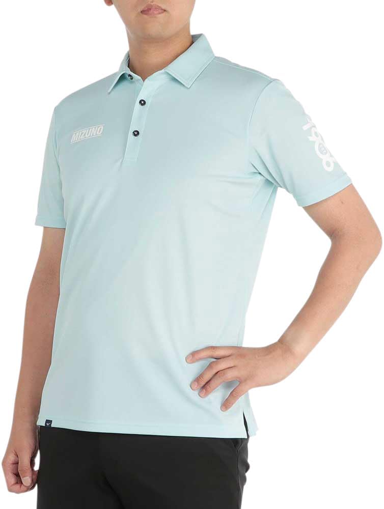 

Мужская рубашка Mizuno E2MAA025 Ice Touch с коротким рукавом и воротником-стойкой, приятная на ощупь, эластичная, рубашка с коротким рукавом, для гольфа, голубой