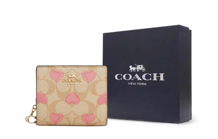 

Snap Wallet Iconic Coated Canvas With Smooth Leather Wallet для женщин COACH, gift box set (basic set+черный box)