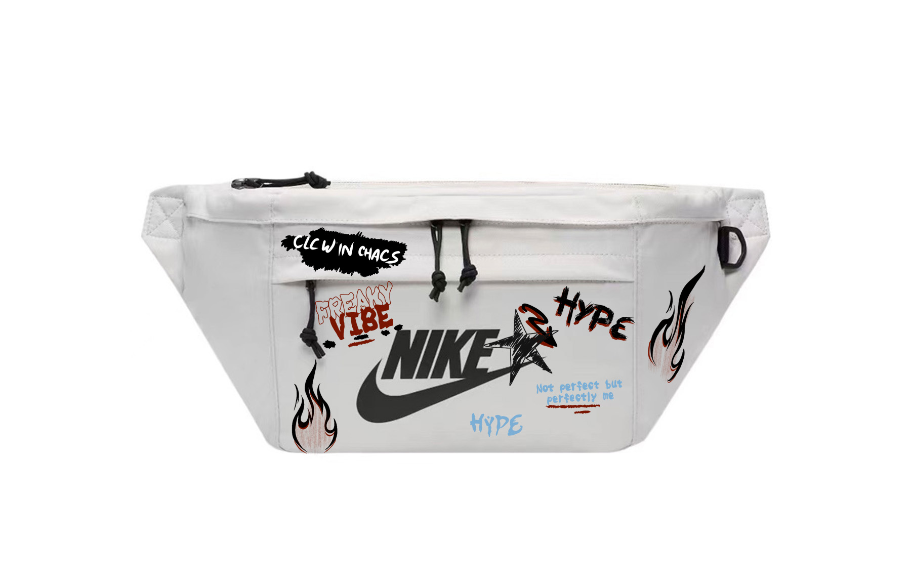 

Nike Тканевый поясной рюкзак унисекс светло-серый, Graffiti Flame