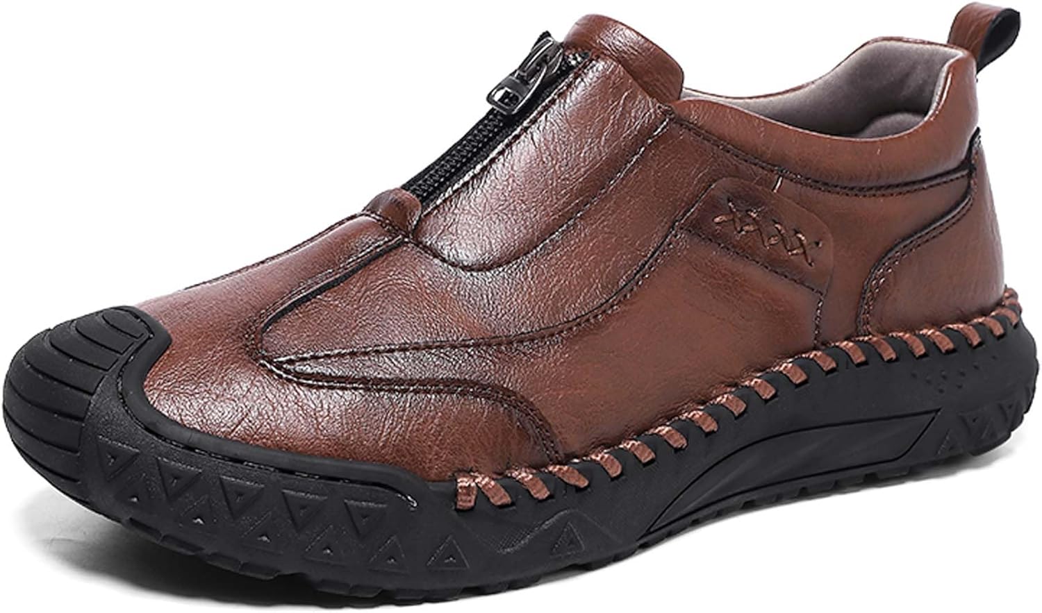 

Мужские повседневные кроссовки для прогулок, кеды, верх из премиальной кожи, мужская обувь для вождения, противоскользящие и прочные, комфортные, подходят для всех сезонов Generic, темно-коричневый