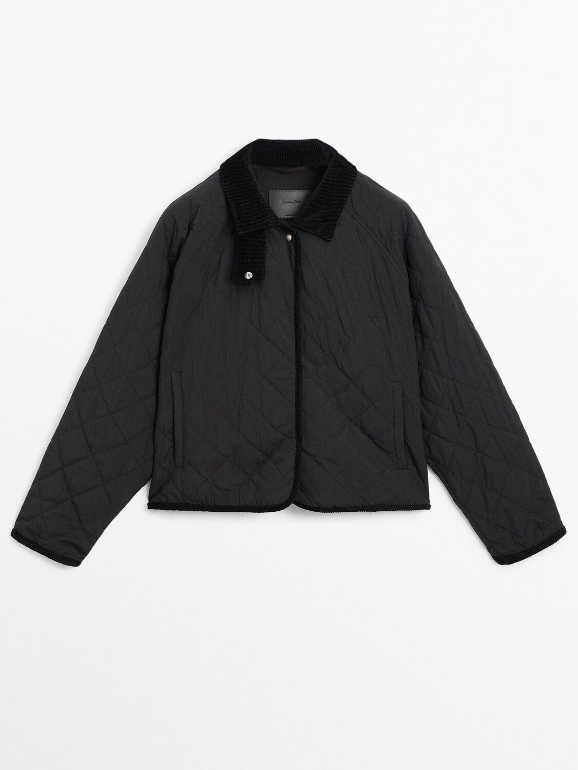 

Короткая стеганая куртка с ромбовидным узором Massimo Dutti, черный