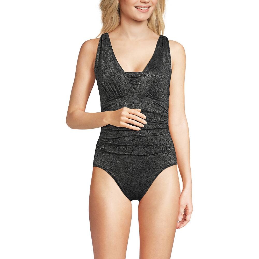 

Женский цельный купальник Lands' End Grecian Shine SlenderКостюм, цвет Black Shine