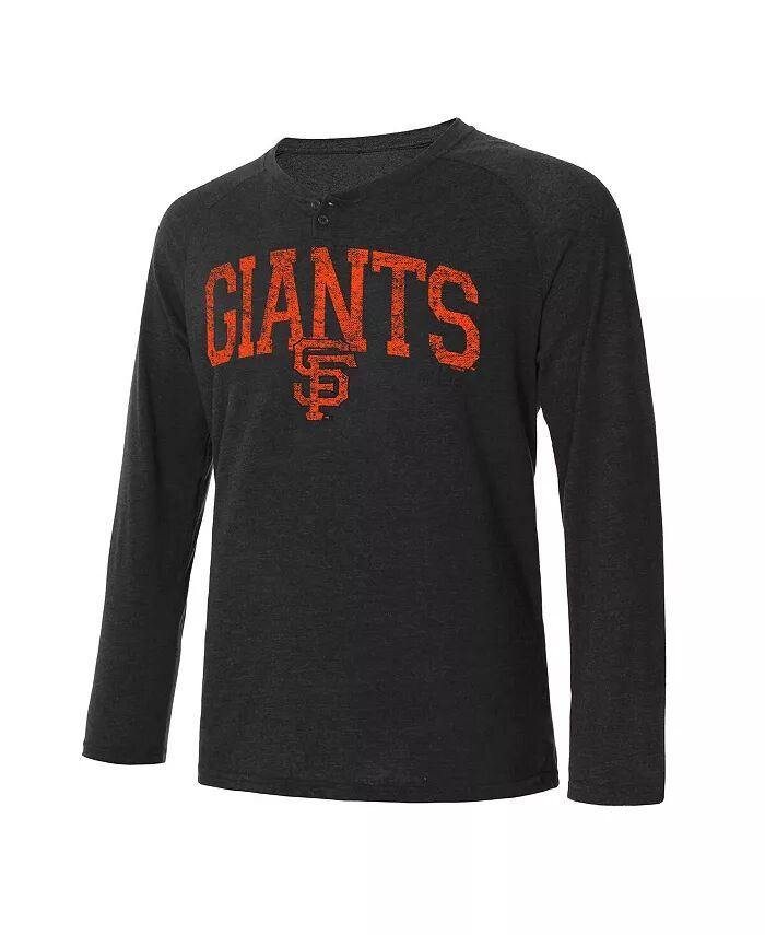 

Мужская черная футболка San Francisco Giants Inertia Raglan с длинным рукавом Henley Concepts Sport