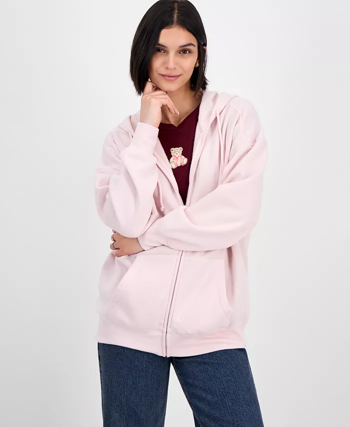 

Толстовка большого размера с застежкой-молнией для юниоров Hippie Rose, розовый