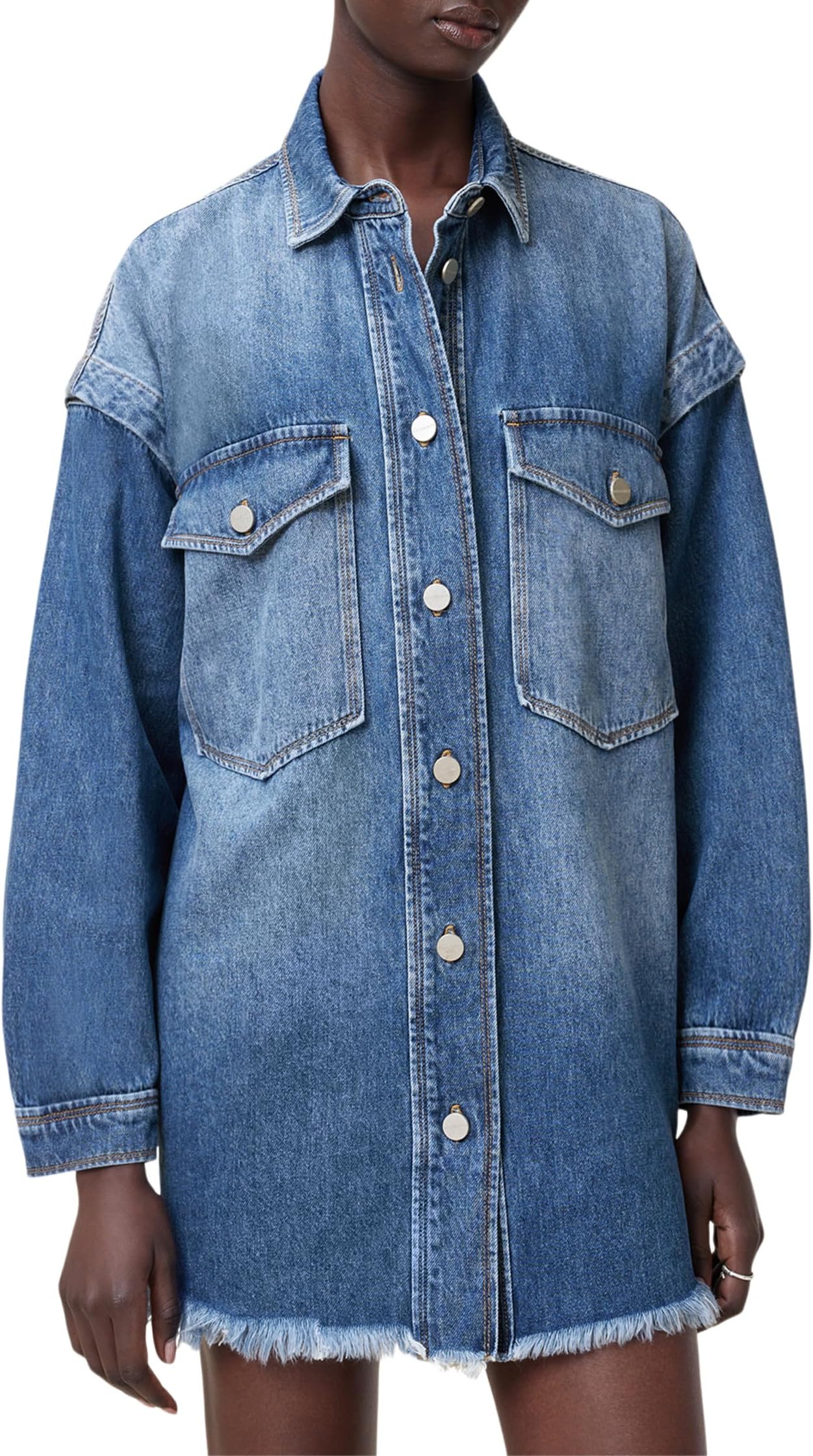 

Платье AllSaints Faye Snap Dress, цвет Mid Indigo