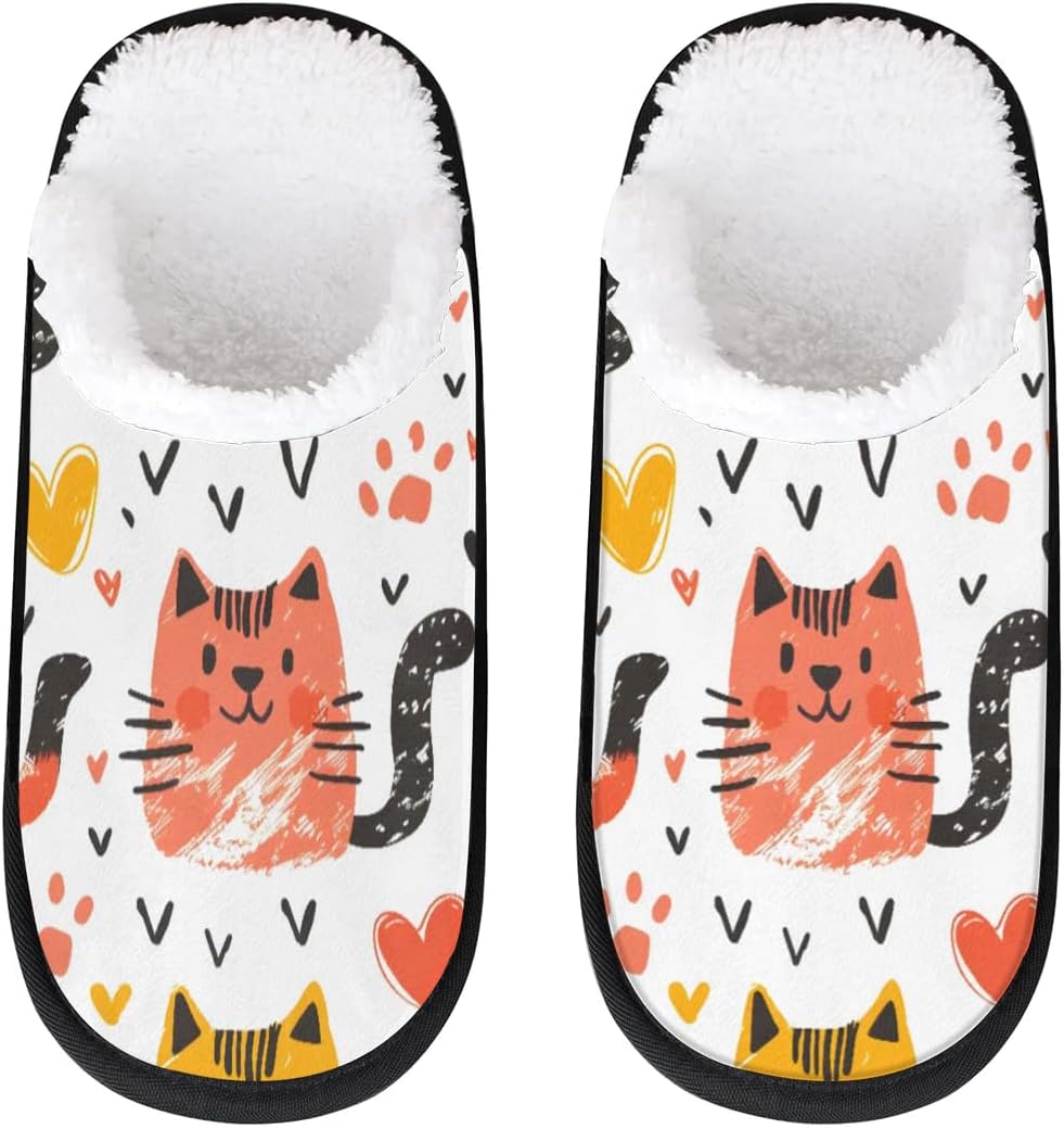 

Тапочки Gublec для женщин и мужчин, уютные с нескользящей подошвой, для дома, теплые плюшевые тапочки для дома, спальни и путешествий, Cat Print