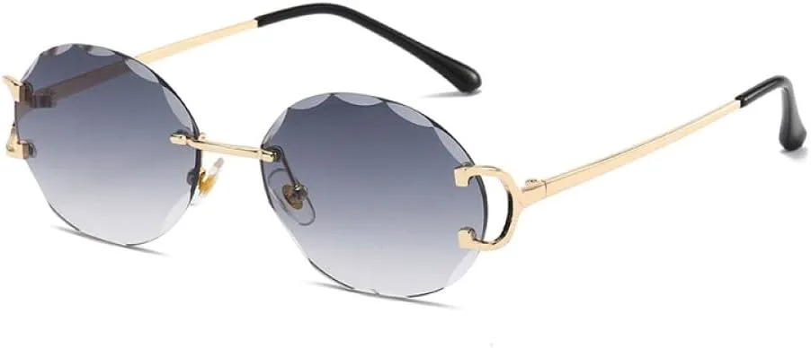 

Солнцезащитные очки MUTYNE с круглой оправой, модные панк-очки без оправы для мужчин и женщин, винтажные очки для работы за компьютером, C2 Gold Double Gray