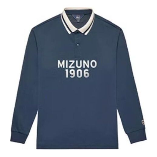 

Футболка heritage long sleeve polo shirt 'navy' Mizuno, синий