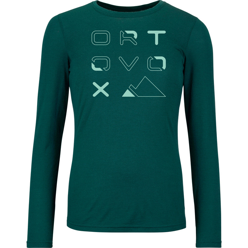 

Женская футболка 185 Merino Brand Outline с длинным рукавом Ortovox, зеленый