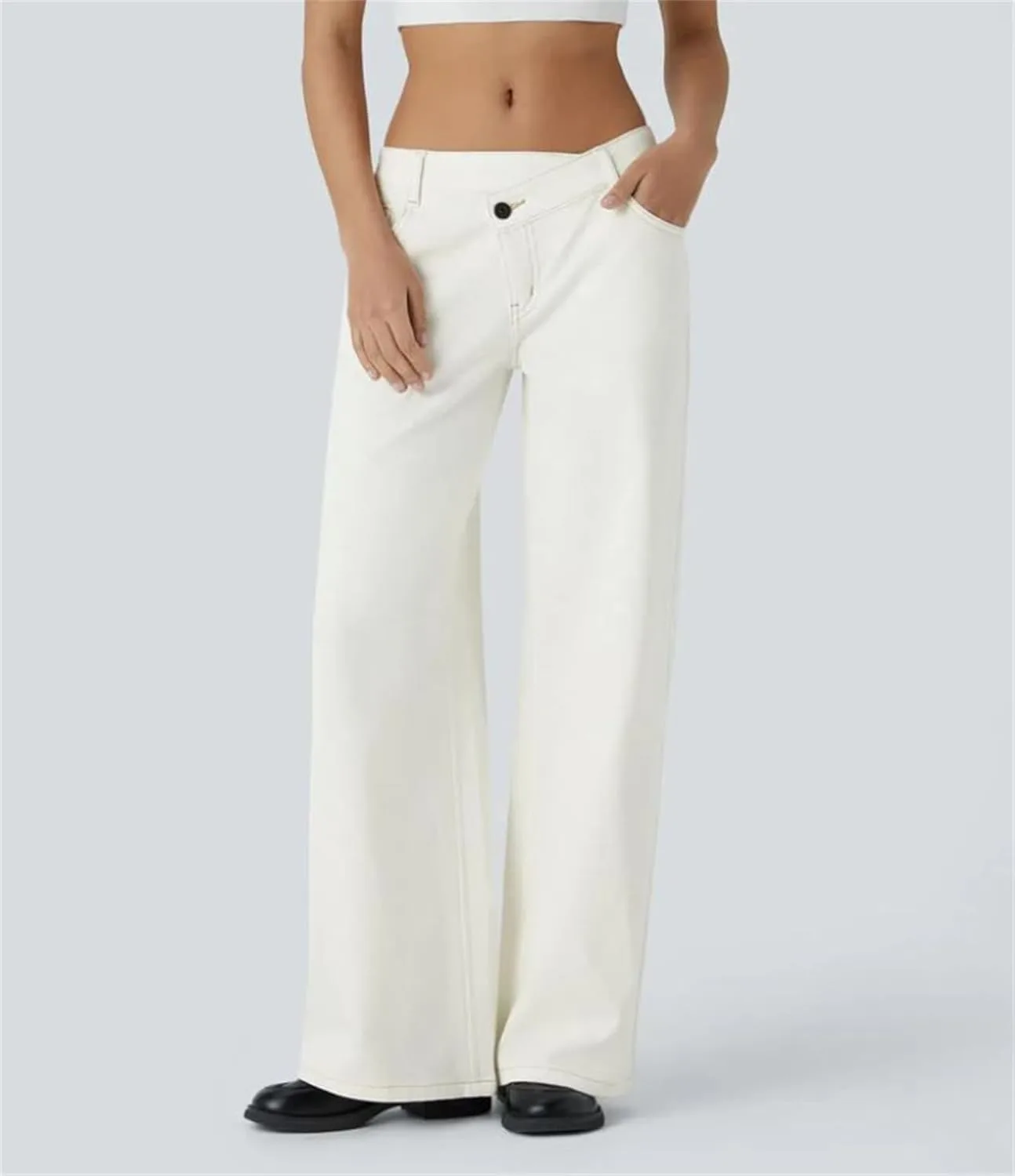 Женские джинсы Stretch Straight Leg, асимметричные низкие свободные — фото 2