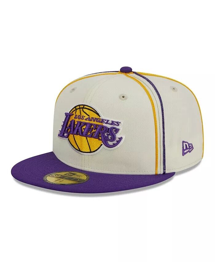 

Мужская кремовая, фиолетовая двухцветная шляпа Los Angeles Lakers с окантовкой 59FIFTY New Era, белый