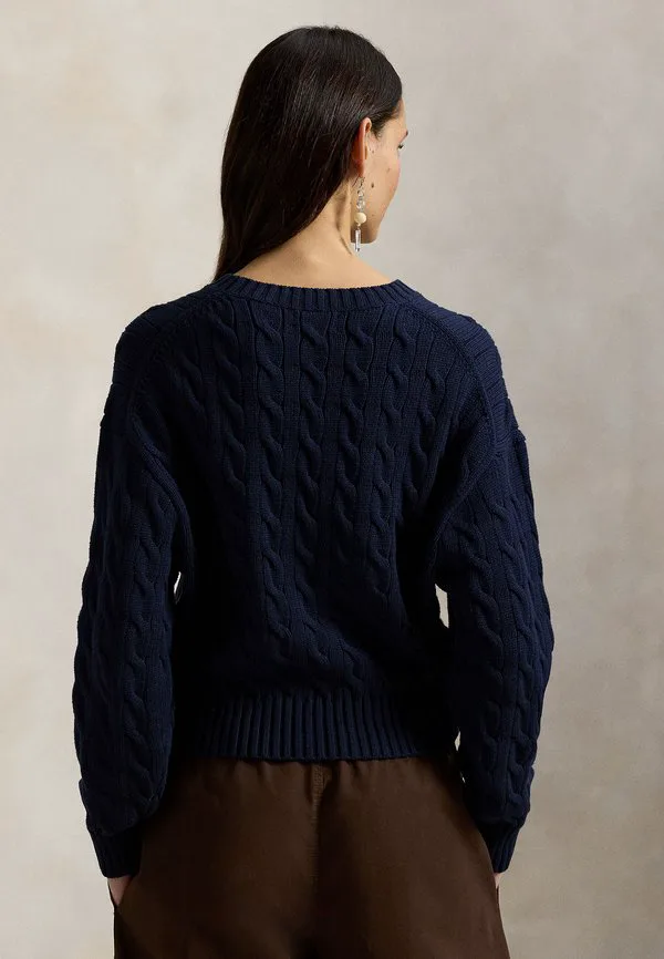 Хлопковый свитер крупной вязки с круглым вырезом Polo Ralph Lauren, Hunter Navy — фото 3