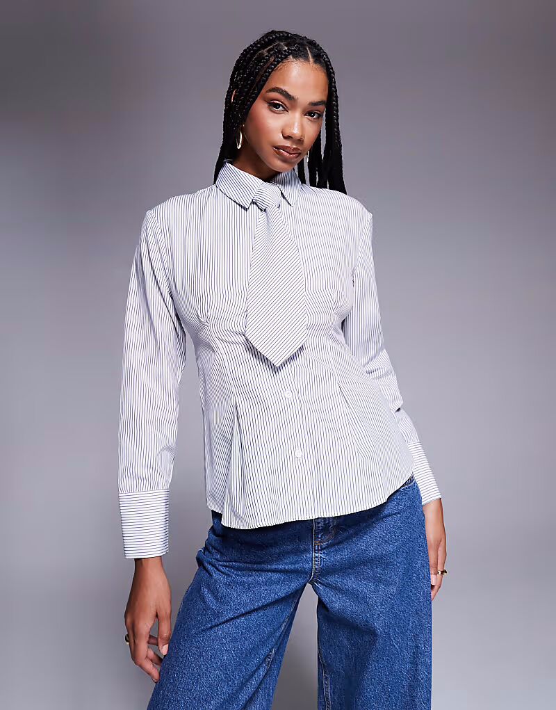 

Рубашка ASOS DESIGN с завязкой и полосками