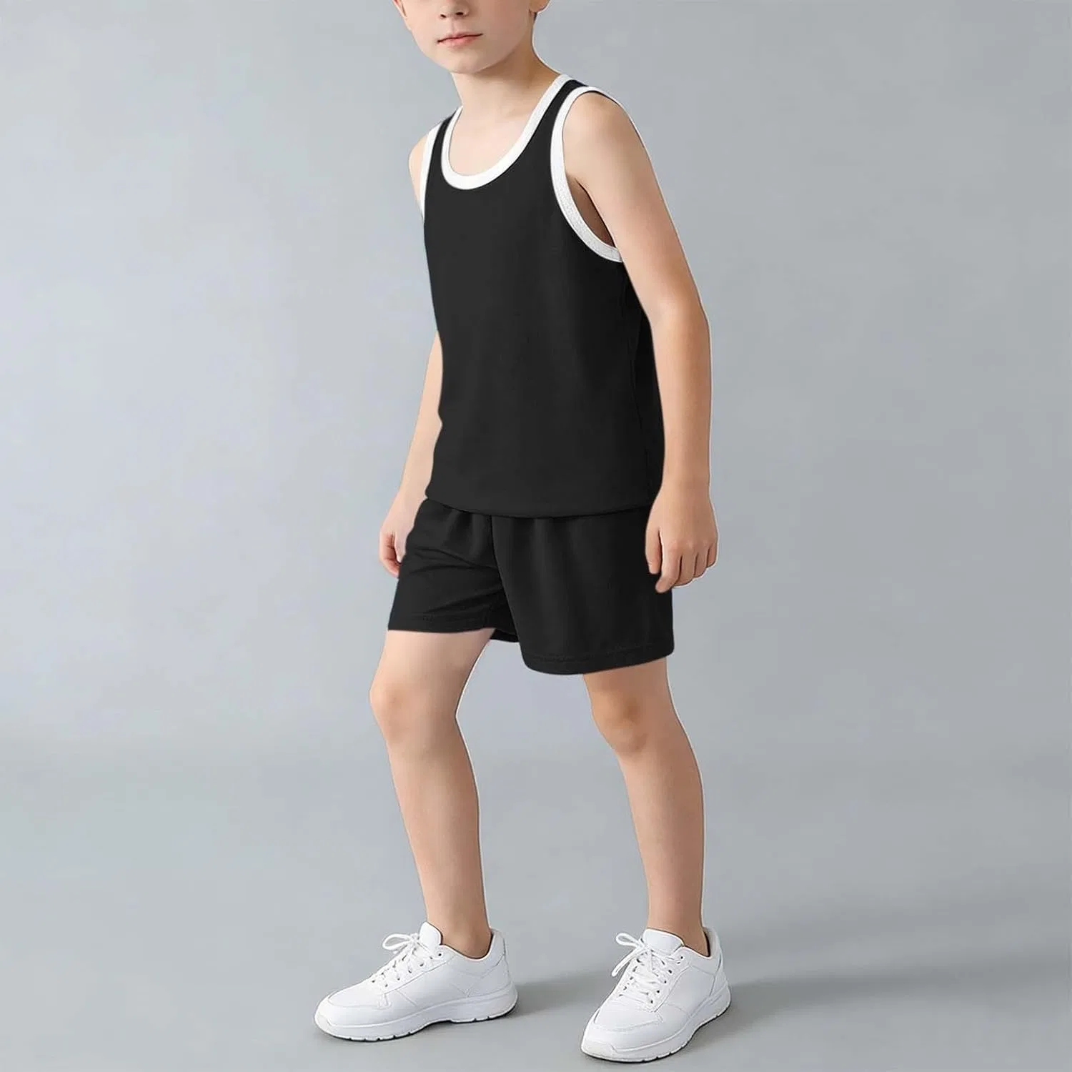 Детский спортивный костюм из топа и шорт, AOREUGL, A02-black — фото 4