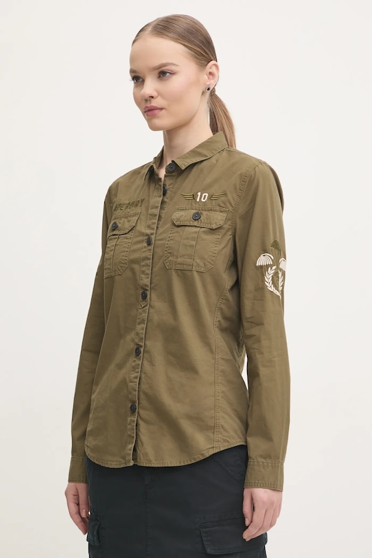 

Хлопковая рубашка Superdry, зеленый