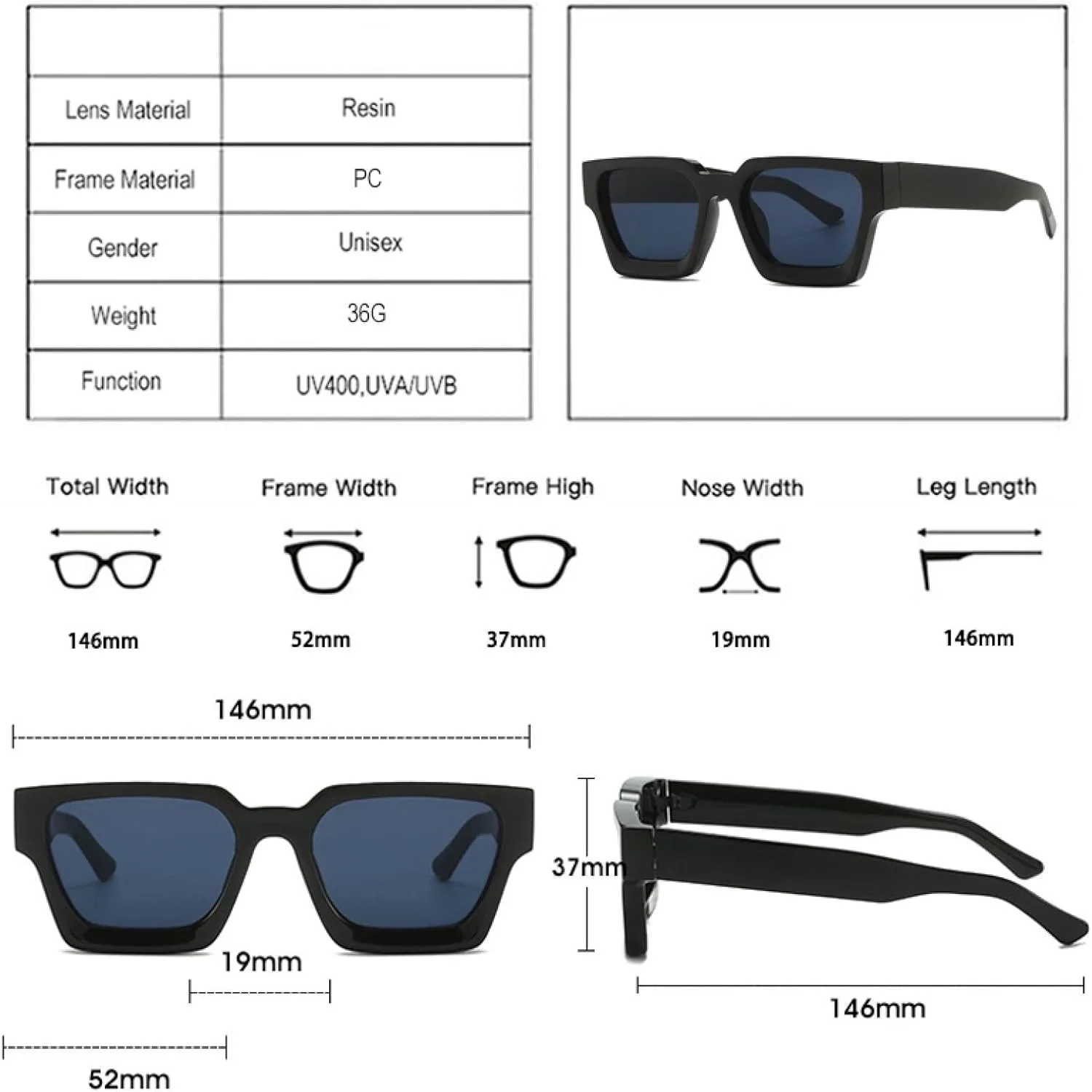 

Роскошные солнцезащитные очки для женщин, прозрачные линзы с градиентом «океан», ретро-стиль, защита от УФ-излучения UV400, леопардовый принт UATXTAU, Black Grey