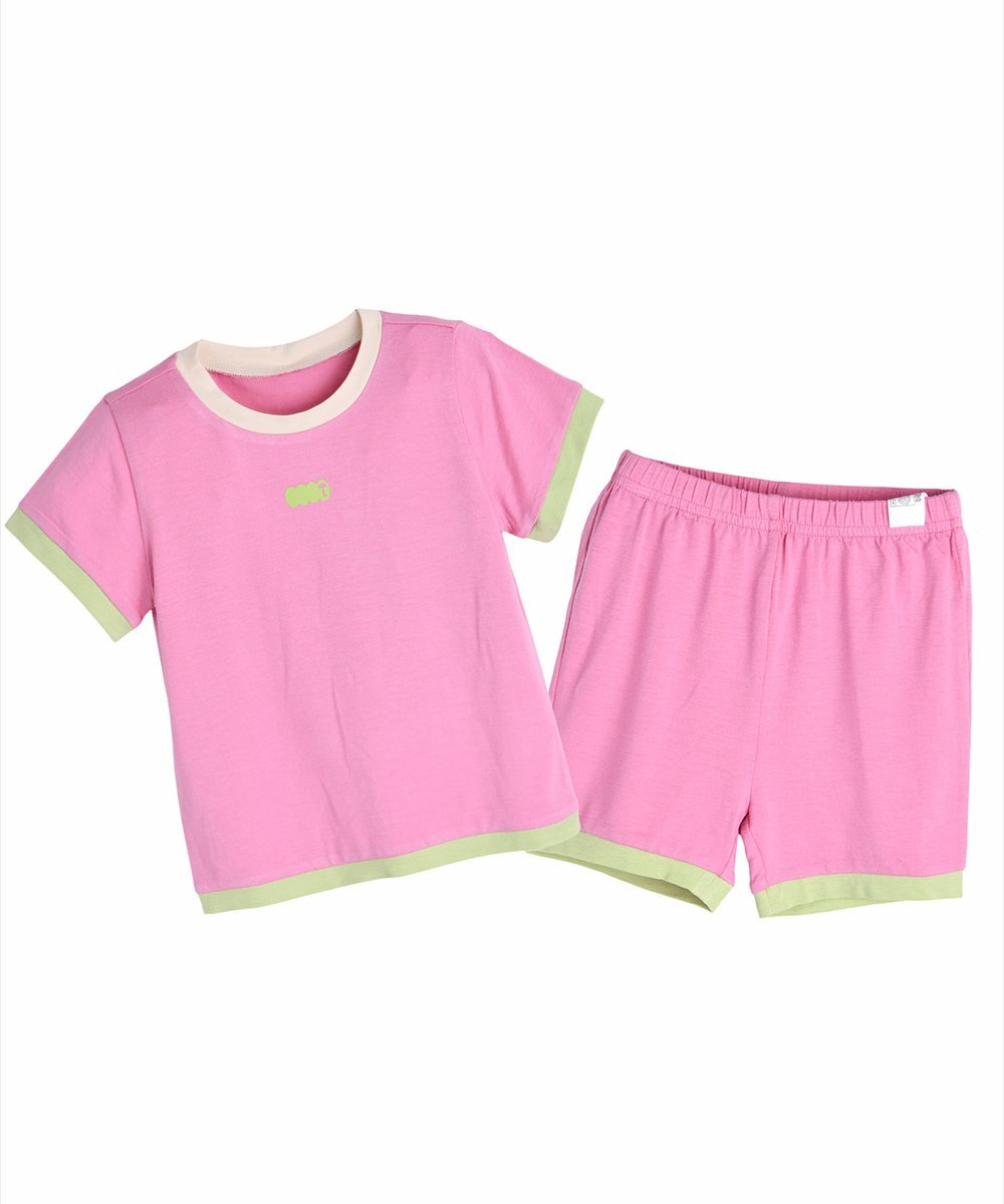 Комплект из топа с коротким рукавом и брюк из вискозы Moimoln, Pink