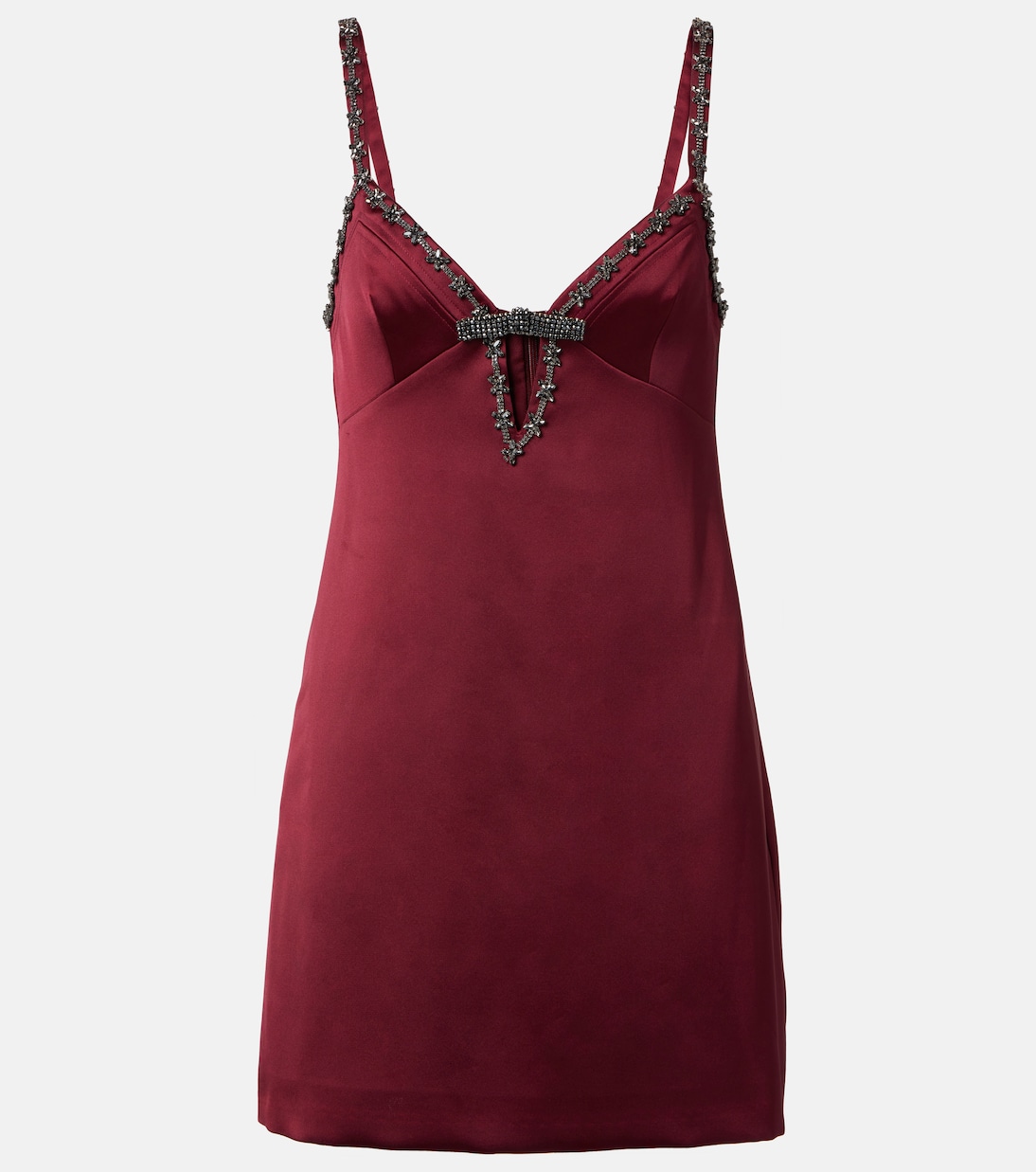 

Атласное мини-платье с бантом Self-Portrait, бордовый