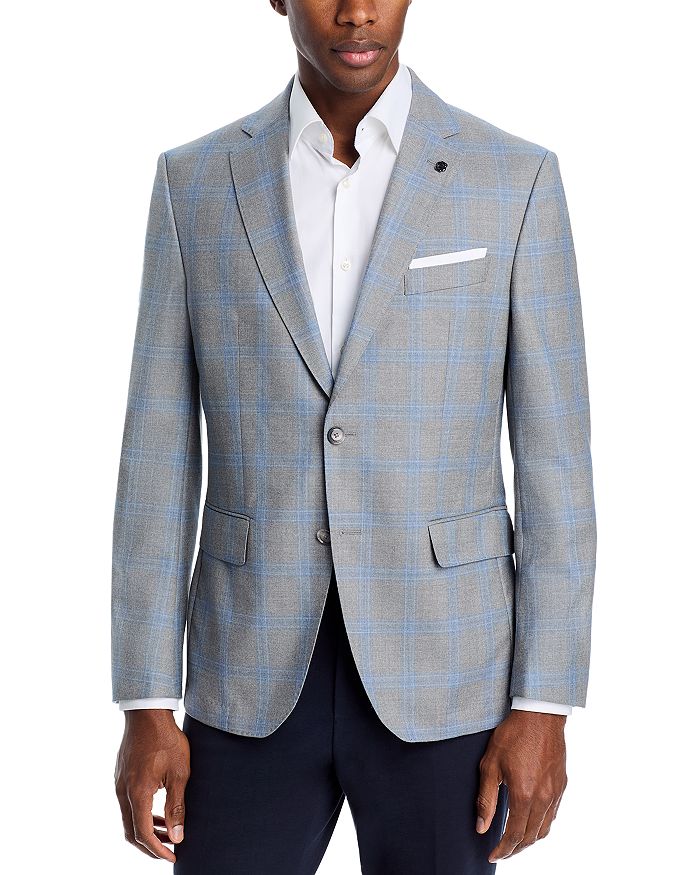 

Спортивное пальто Hutson Window Plaid Slim Fit BOSS, серый