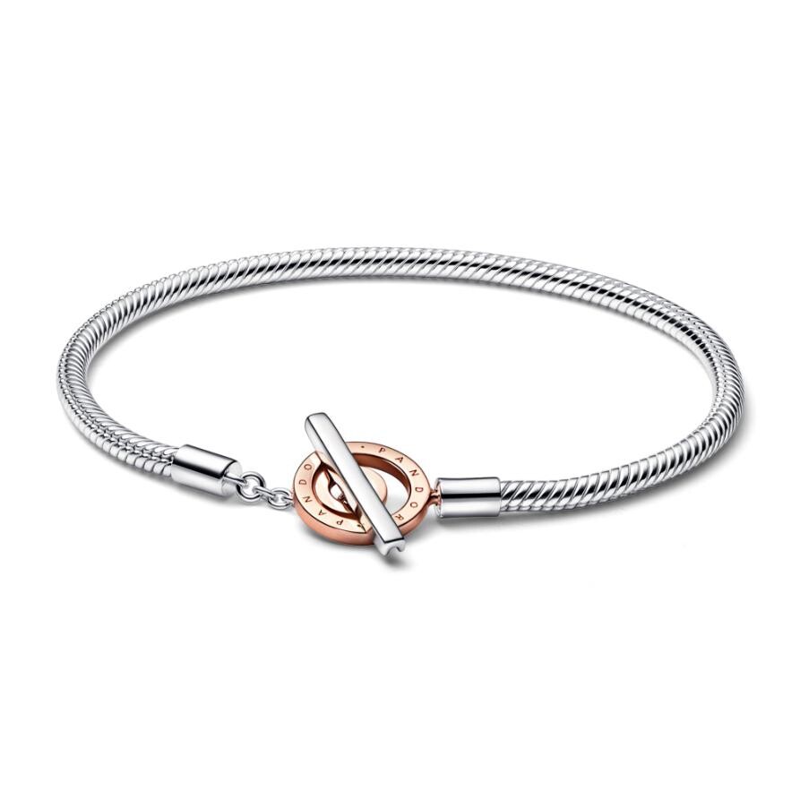 

Браслет Pandora Moments Two-tone Logo T-Bar Snake Chain, двухцветный