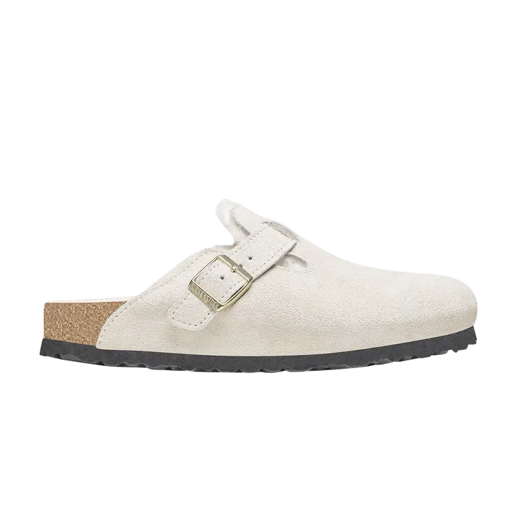 Кроссовки Birkenstock Wmns Boston Shearling Suede Leather Narrow Antique White, белый