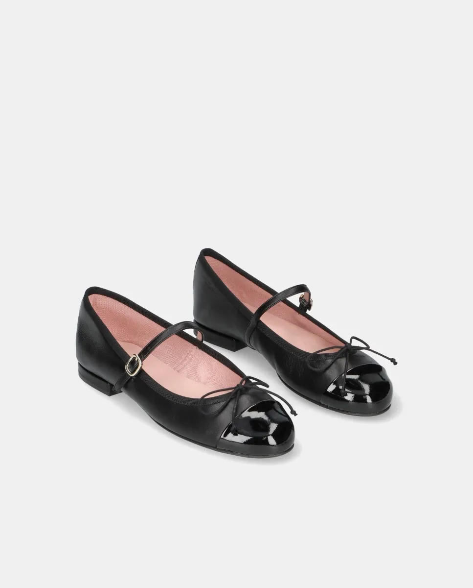 Женские балетки Irma из мягкой кожи с лакированным носком Pretty Ballerinas, черный — фото 3