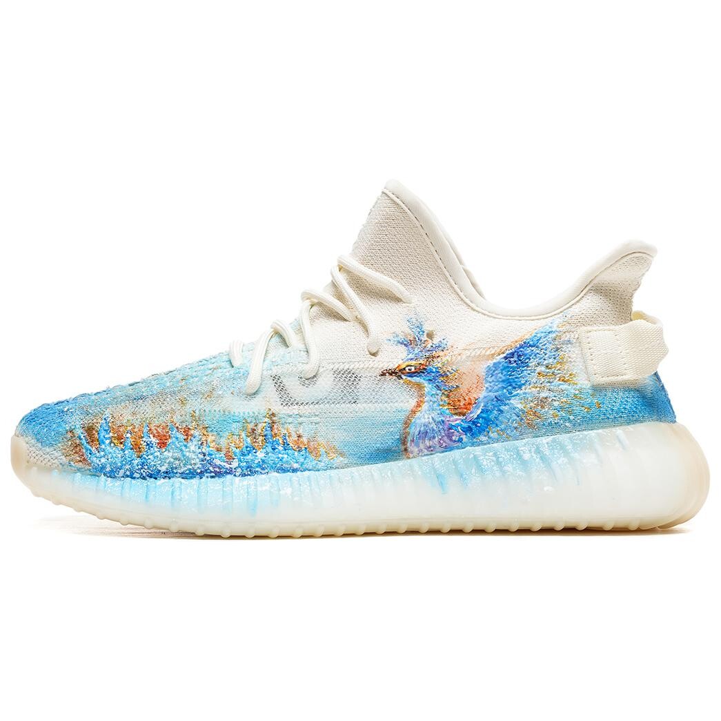 

Кроссовки Yeezy Boost 350 V2 Lifestyle унисекс с низким верхом белого/синего цвета Adidas Originals, белый/синий