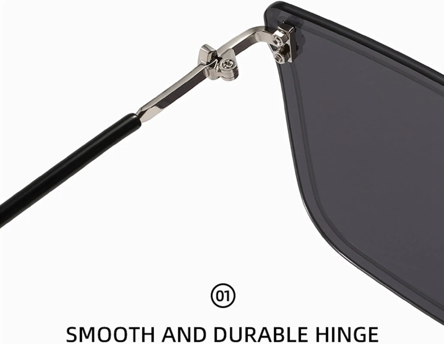 

bullabulling Большие квадратные солнцезащитные очки без оправы для мужчин и женщин, модные цельные очки с плоской верхней частью, защита от УФ-излучения UV400, Black