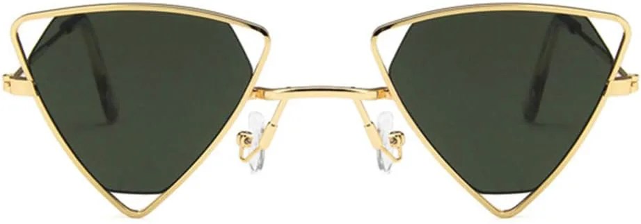 

Солнцезащитные очки Shiratori в стиле ретро, ​​классические, модные и стильные, для мужчин и женщин, 100% защита от УФ-излучения, треугольный дизайн, Gold Green