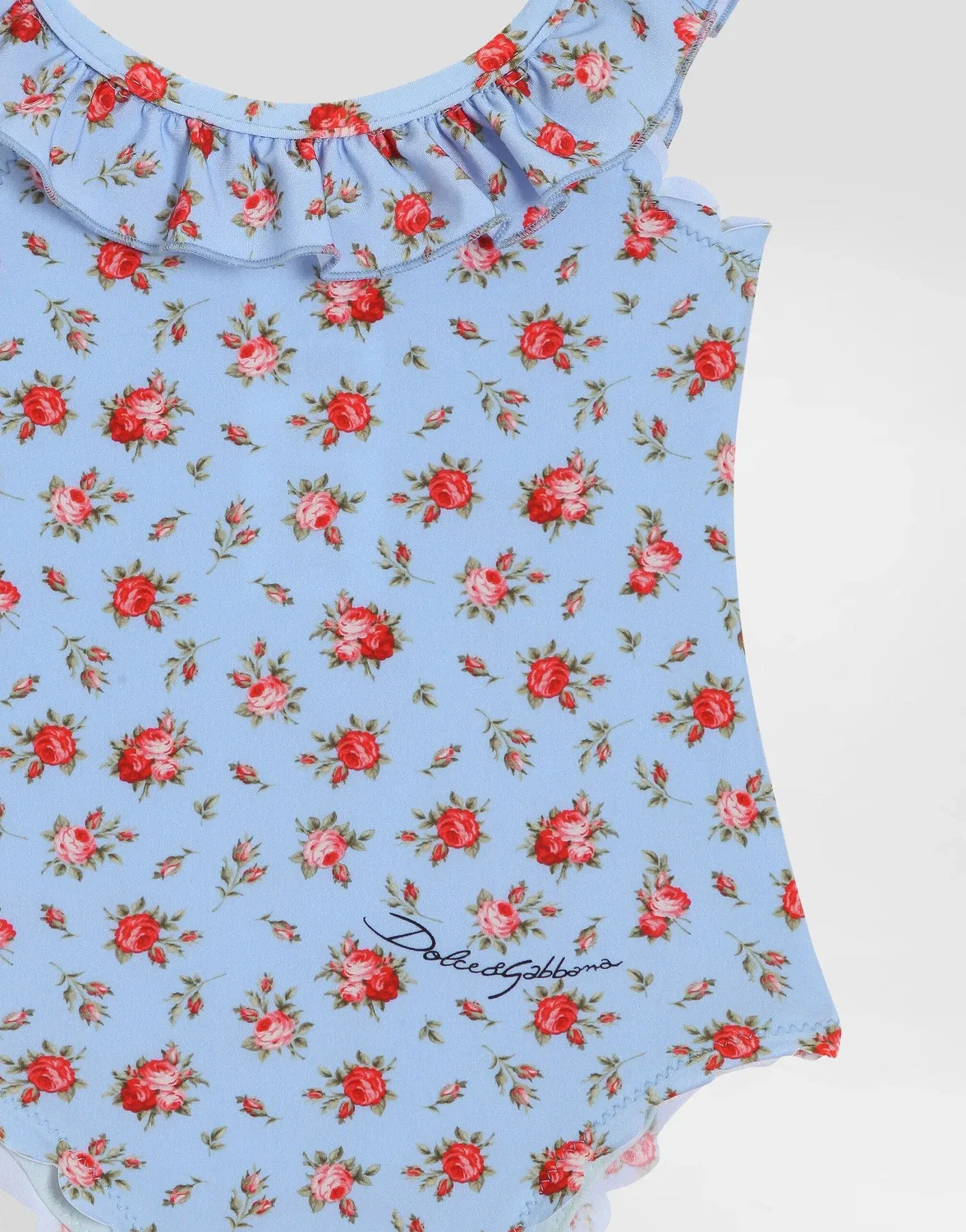 Цельный купальник с принтом в виде мелких роз Dolce & Gabbana, бежевый — фото 3