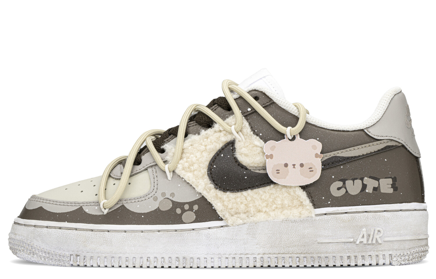 

Кроссовки Nike Air Force 1 Skateboard Shoes Women's Low-Top Brown Beige