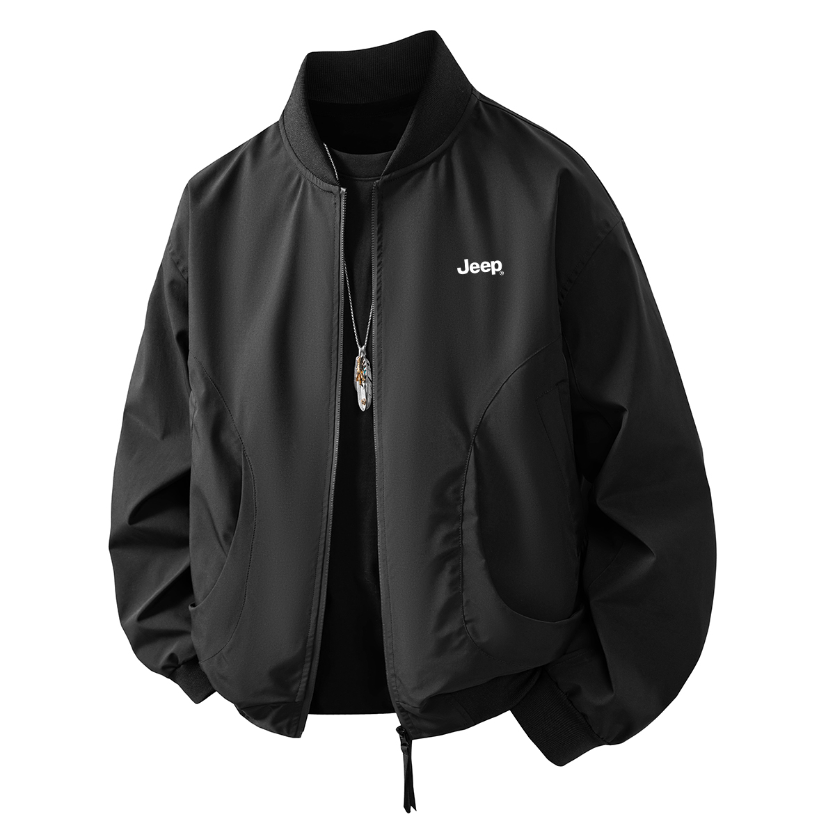 

Пуховик Unisex Baseball Collar Thickened Jeep, pure черный