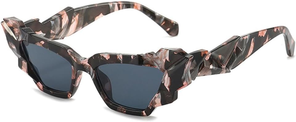 

Женские панк-солнцезащитные очки «кошачий глаз», уникальные красочные солнцезащитные очки для женщин, модные очки с защитой от УФ-излучения UV400 в стиле стимпанк TYUVIVO, Flower-black