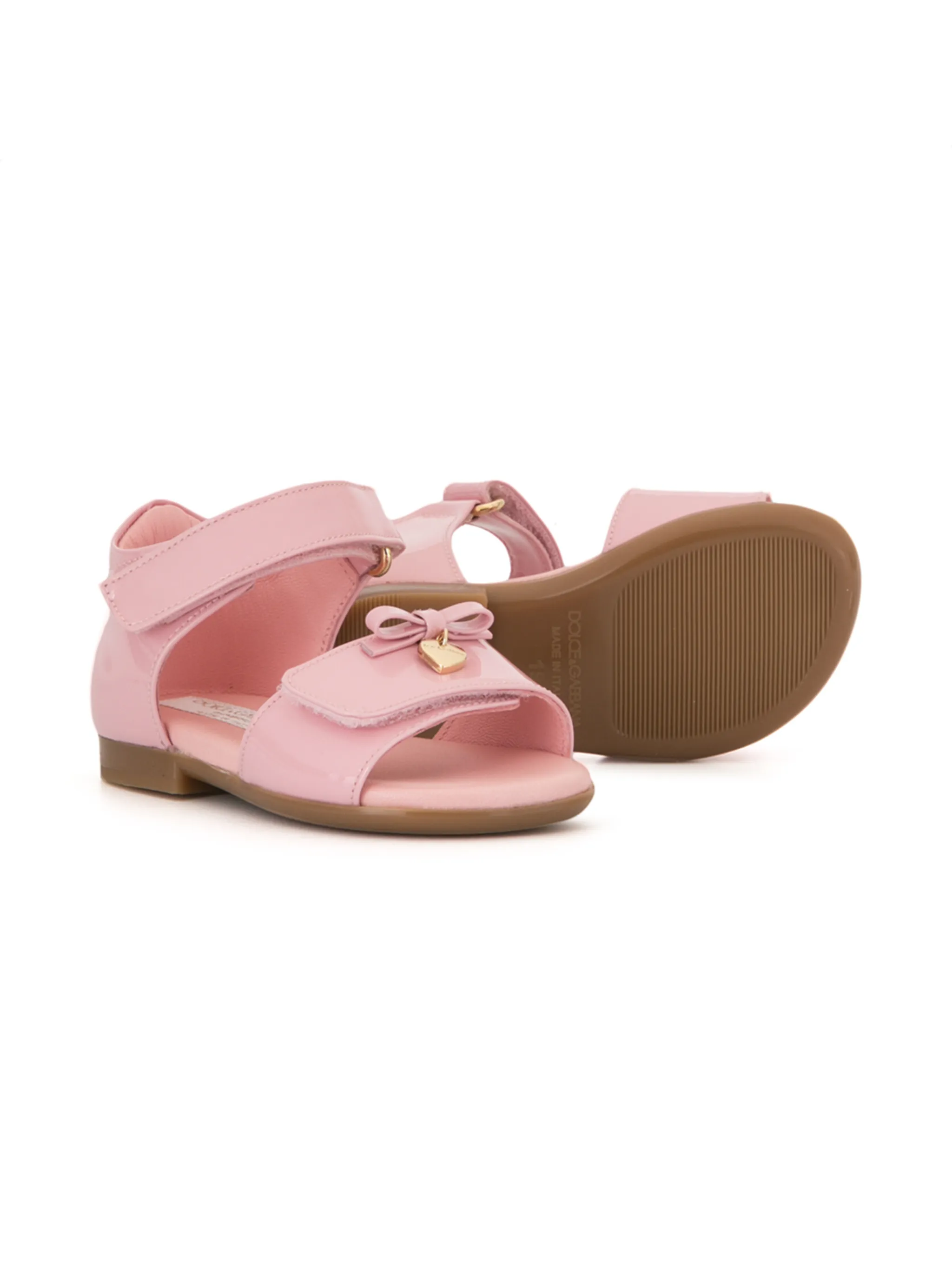 Сандалии с бантом и подвеской Dolce & Gabbana Kids, розовый — фото 2