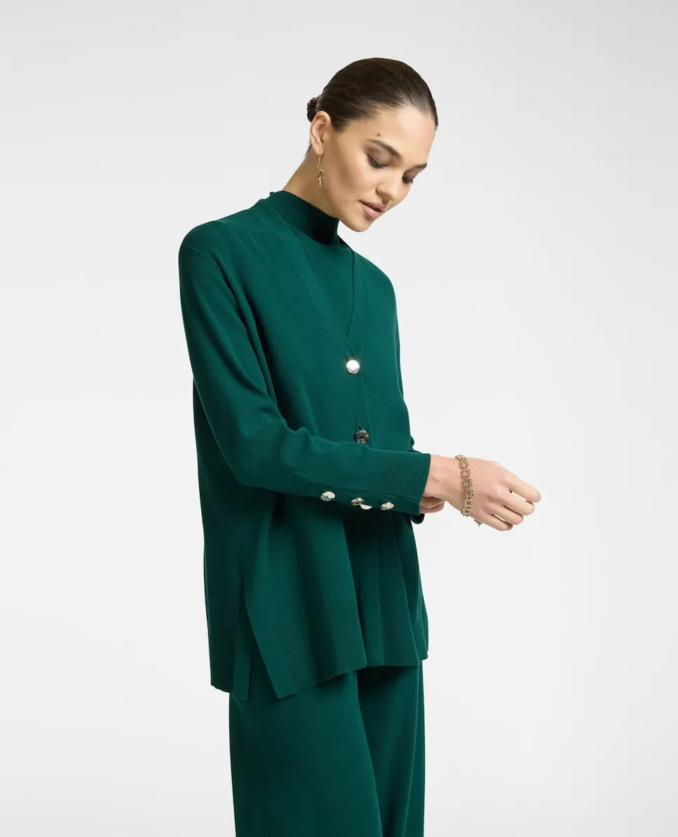 

Женский кардиган с поясом и пуговицами с монограммой Elena Miró, зеленый