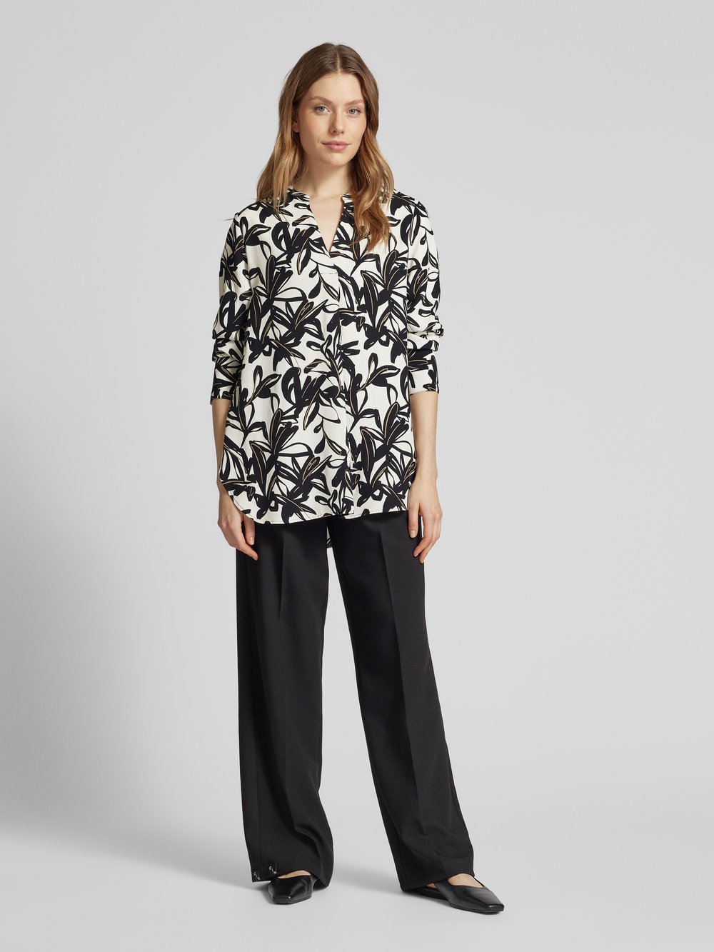 

Туника свободного покроя из чистой вискозы с графическим рисунком s.Oliver BLACK LABEL, кремовый