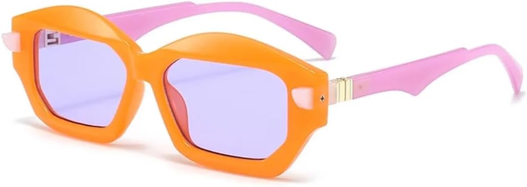 

Уникальные солнцезащитные очки неправильной квадратной формы для женщин, двухцветные, в стиле ретро для мужчин, с заклепками, градиентные, с защитой от УФ-излучения UV400 UATXTAU, Orange